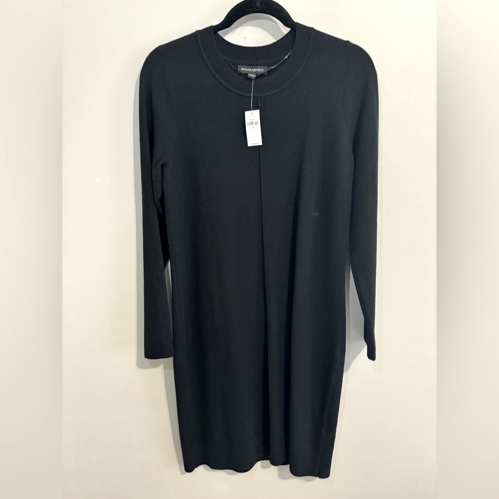 Banana Republic Long Sleeve Black Sweater Dress M NWT